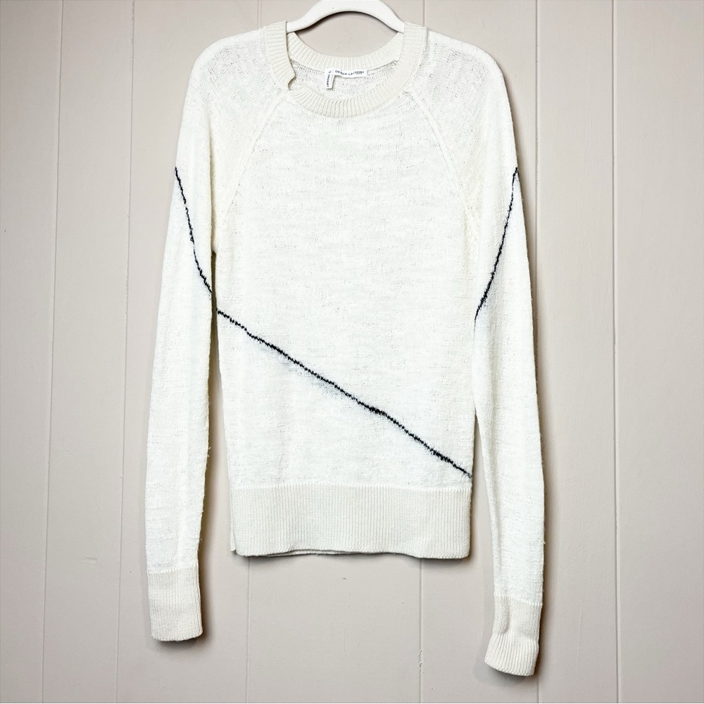 Derek Lam 10 Crosby‎ Asymmetric Stripe Sweater neutral black lines minimalist - Picture 10 of 10